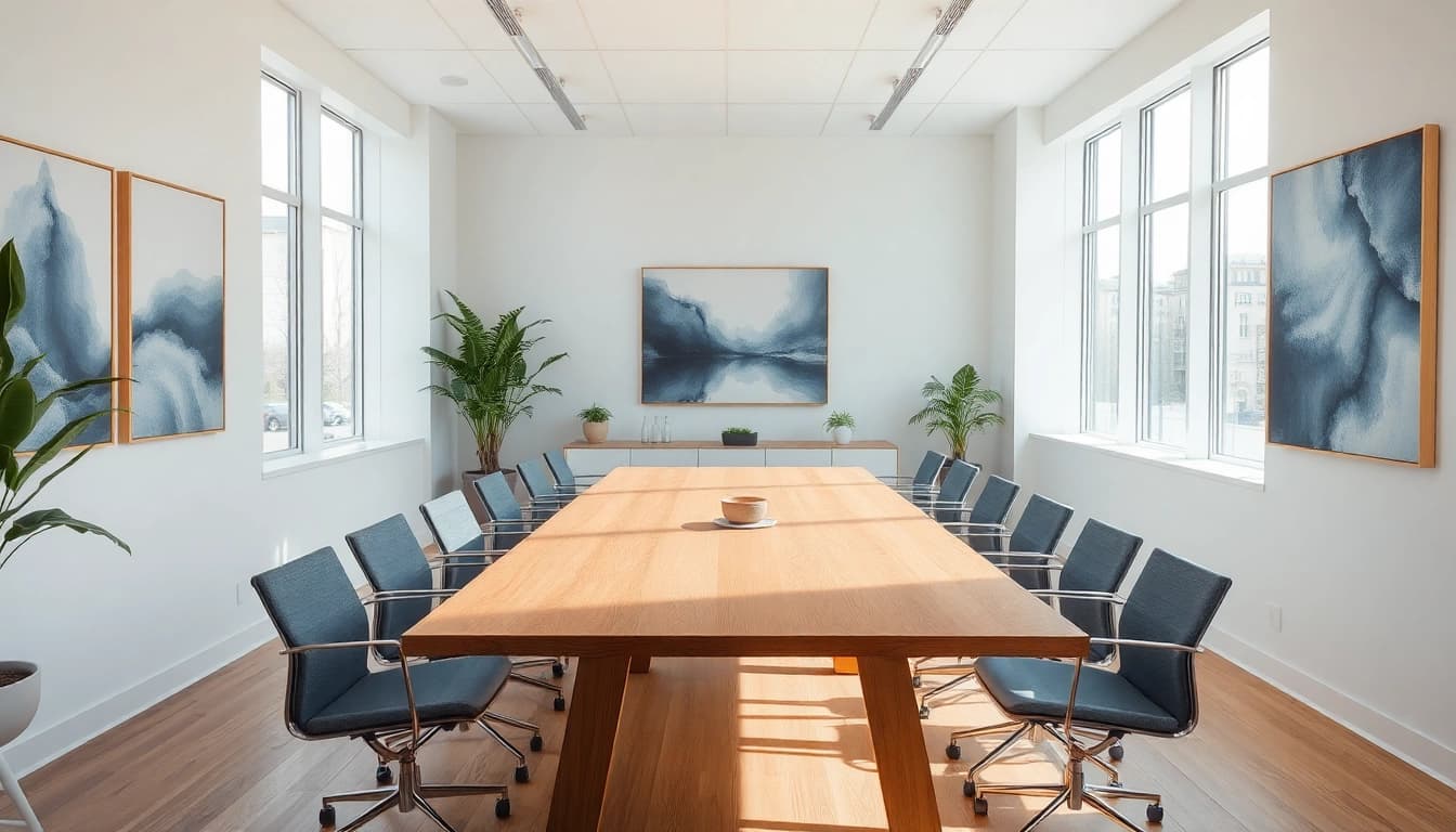 Moderne Büroszene eines Headhunter Düsseldorf mit inspirierender Atmosphäre und eleganter Einrichtung.