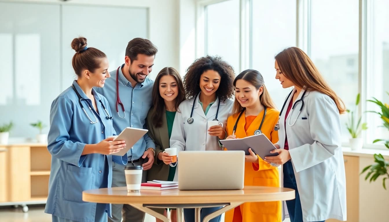 Healthcare professionals engaged in teamwork for the personalgewinnung in der pflege, fostering collaboration and recruitment.