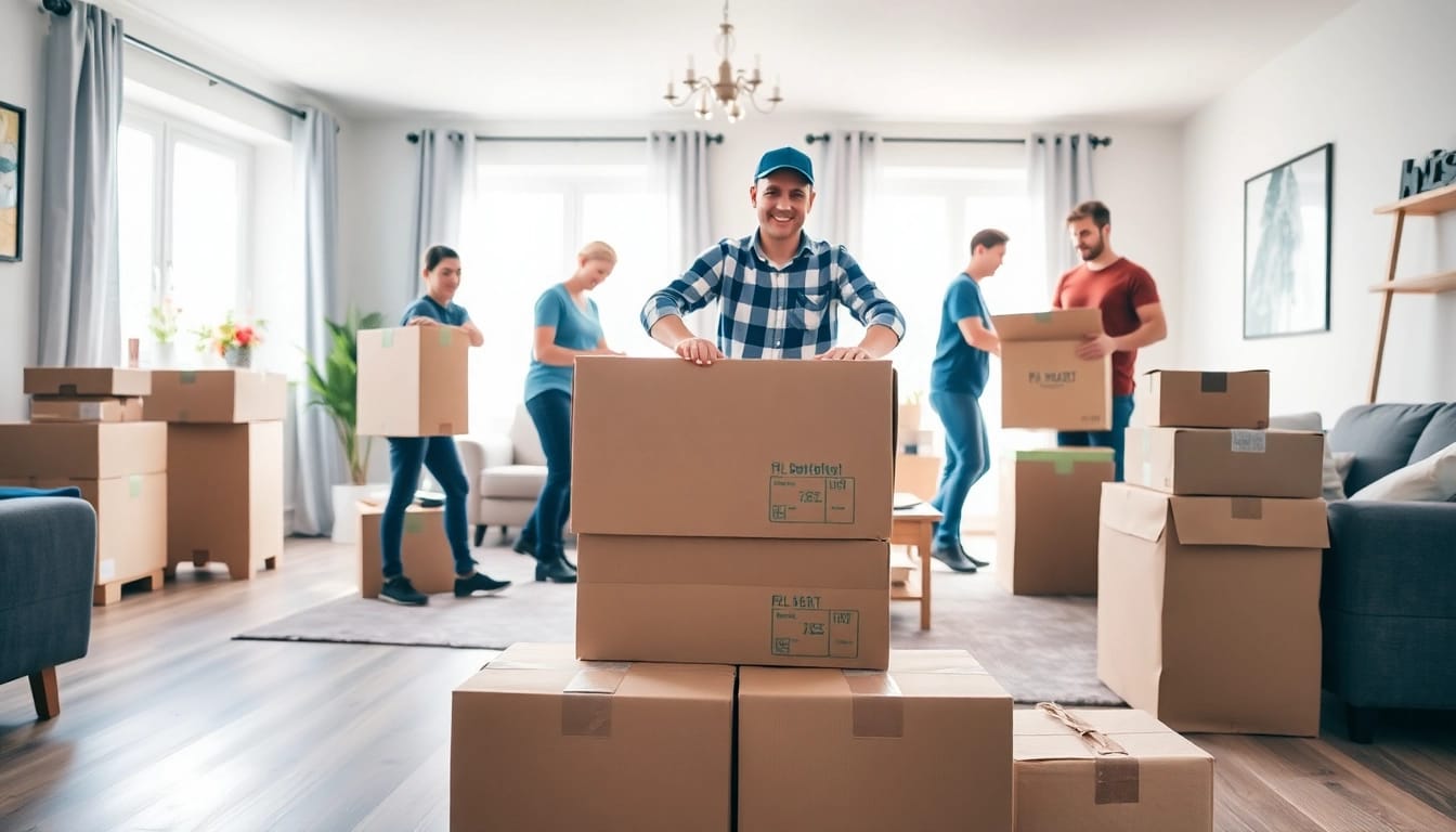 Umzugsunternehmen Bruchsal hilft beim Verpacken und Umzug von Möbeln und Kartons.