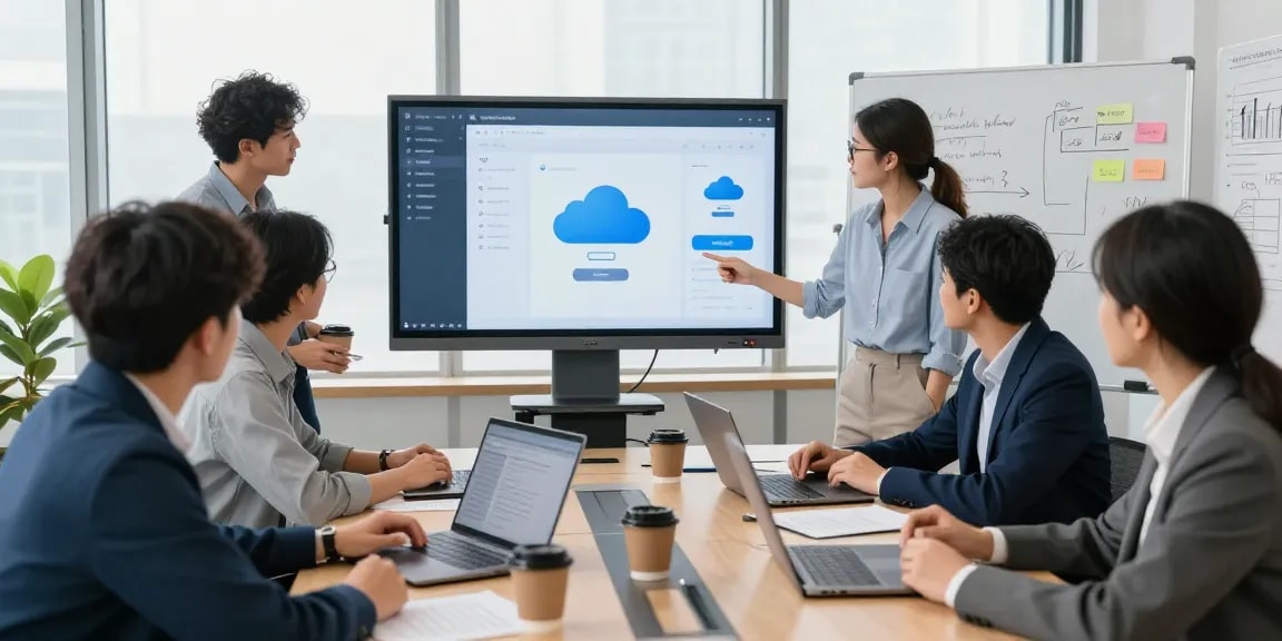团队在会议室讨论WPS Office的协作功能与应用