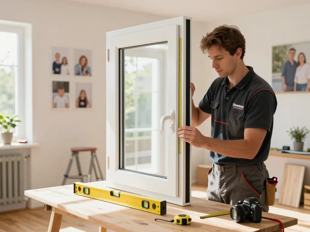 Expertenhandwerk im Fensterbau Düsseldorf mit natürlichem Licht, das die Fensterinstallation hervorhebt.