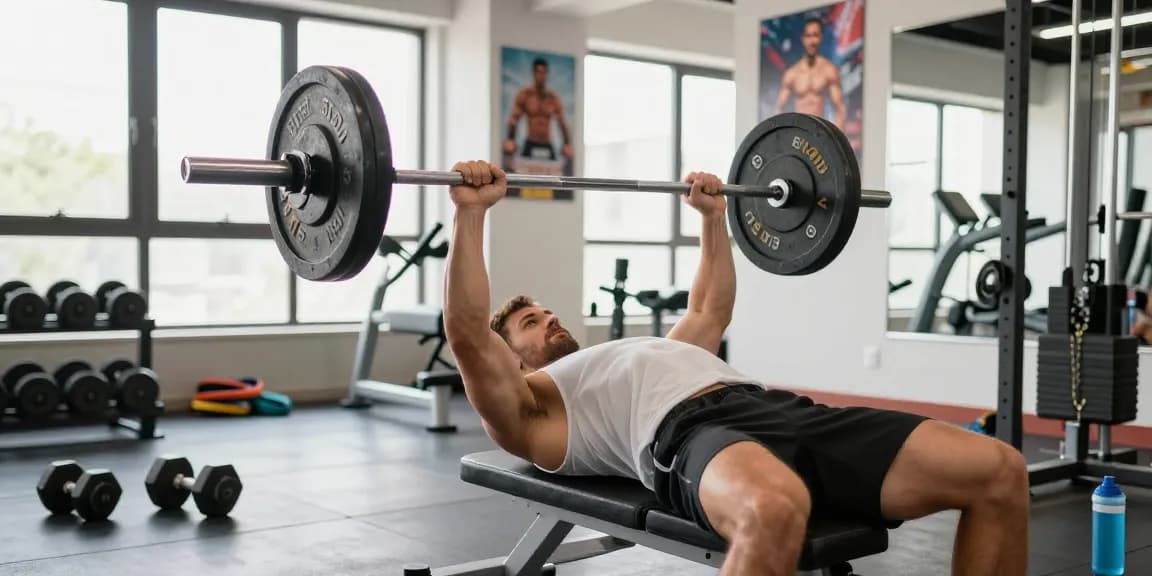 Kraftsportler hebt Gewichte im Steroidshop Fitnessstudio und zeigt Stärke und Entschlossenheit.