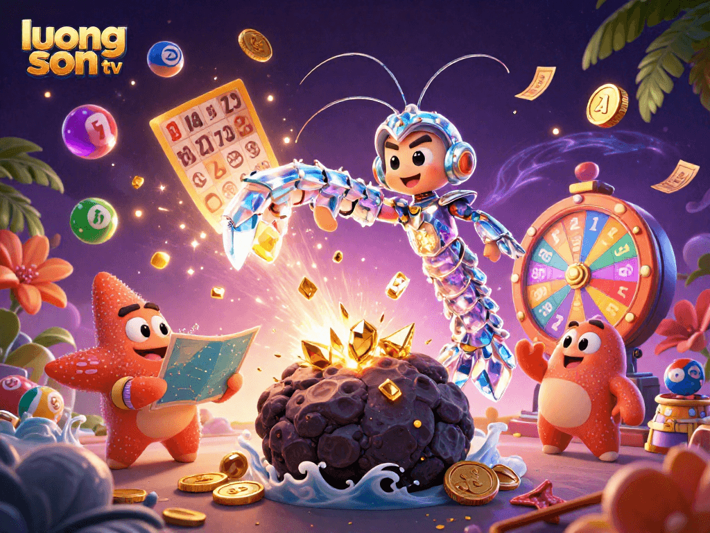 Experience winning thrills with luong son tv as golden coins rain down in a dynamic lottery scene.