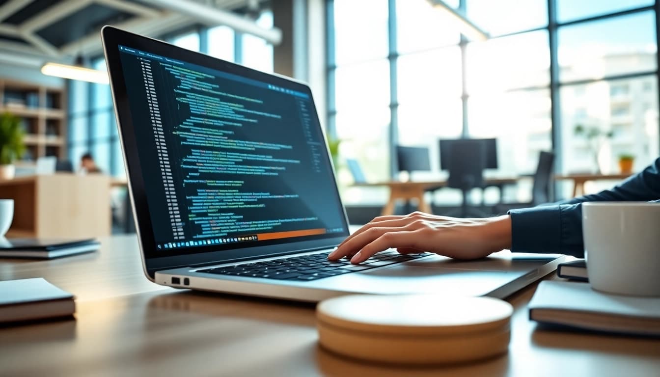 Optimieren Sie Shopware API Integration in einem modernen Büro mit einem Entwickler.