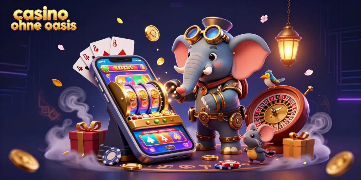 Experience thrilling spins at a casino ohne oasis with vibrant slot machines, golden coins, and gaming excitement.