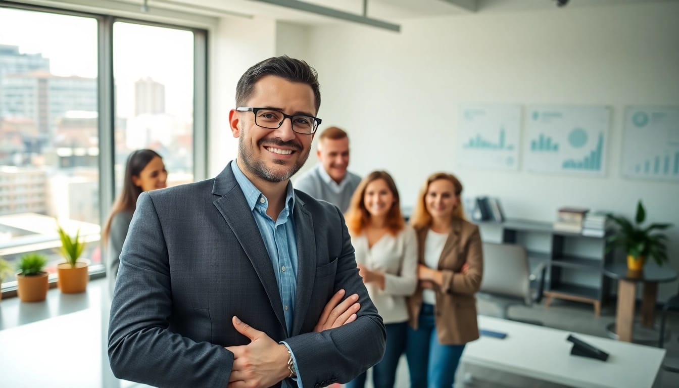 Immobilienmakler Frankfurt Sachsenhausen berät Kunden in modernem Büro.