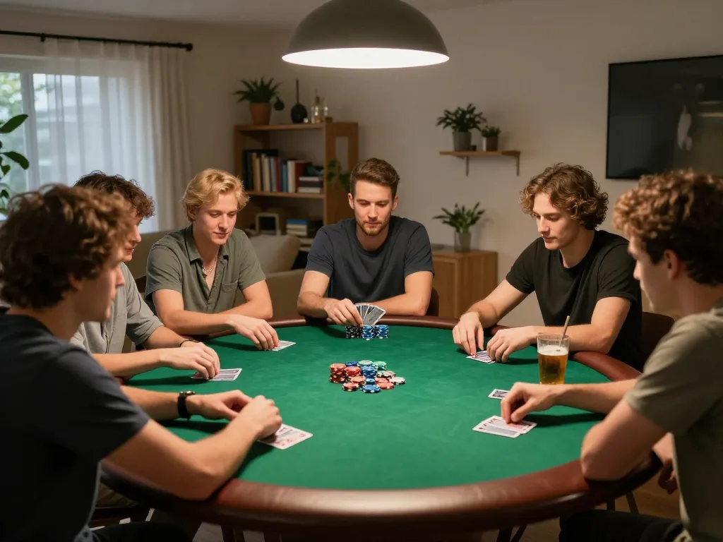 Bester KI Detektor assists players at home poker night, enhancing social gambling experience.