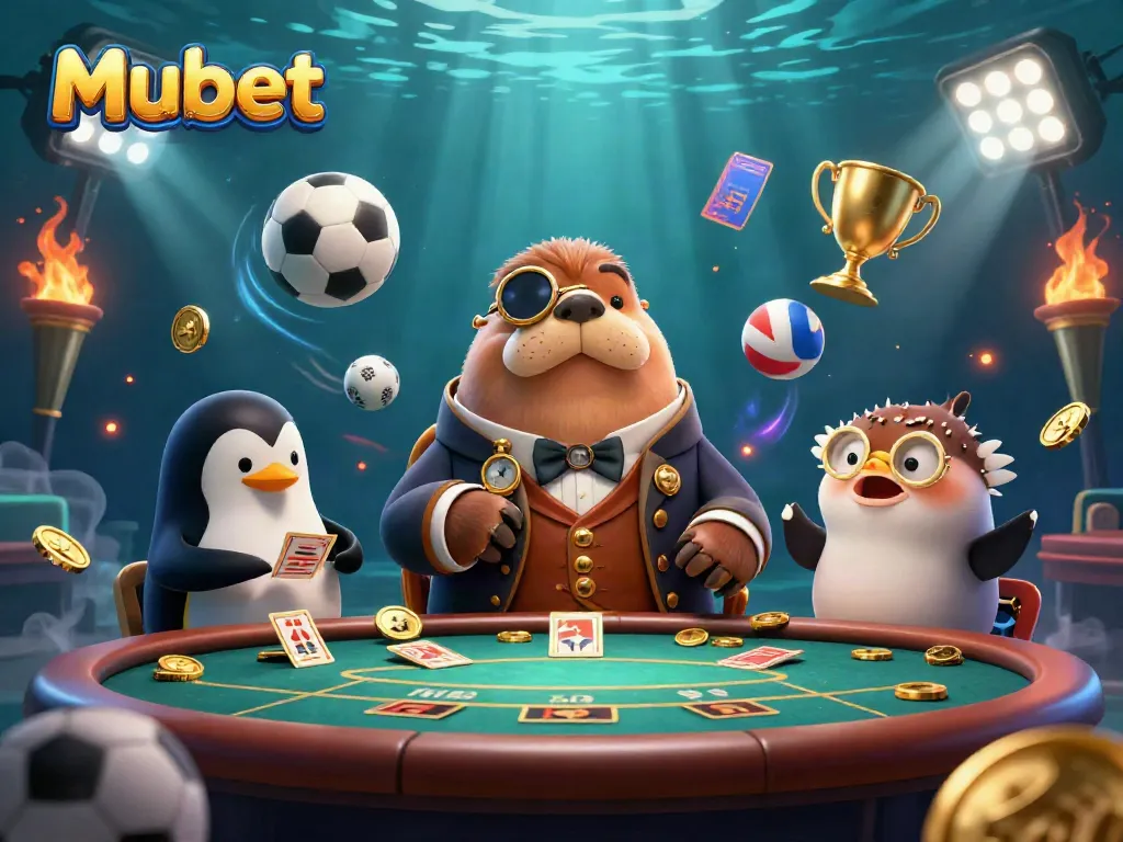 Experience thrilling gameplay at Mubet with a unique underwater casino scene featuring a walrus and friends.