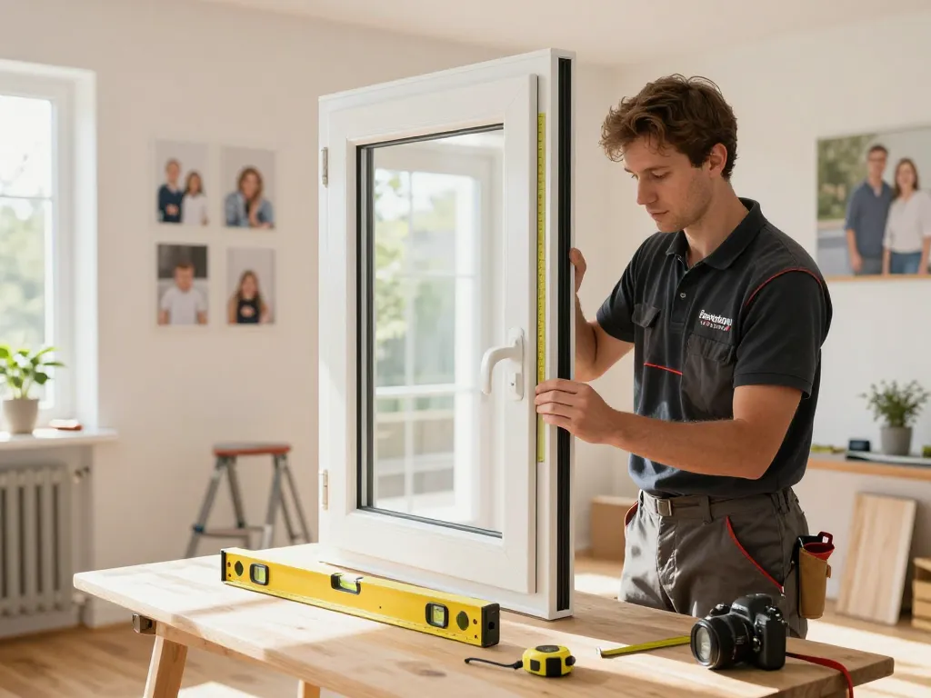 Expertenhandwerk im Fensterbau Düsseldorf mit natürlichem Licht, das die Fensterinstallation hervorhebt.