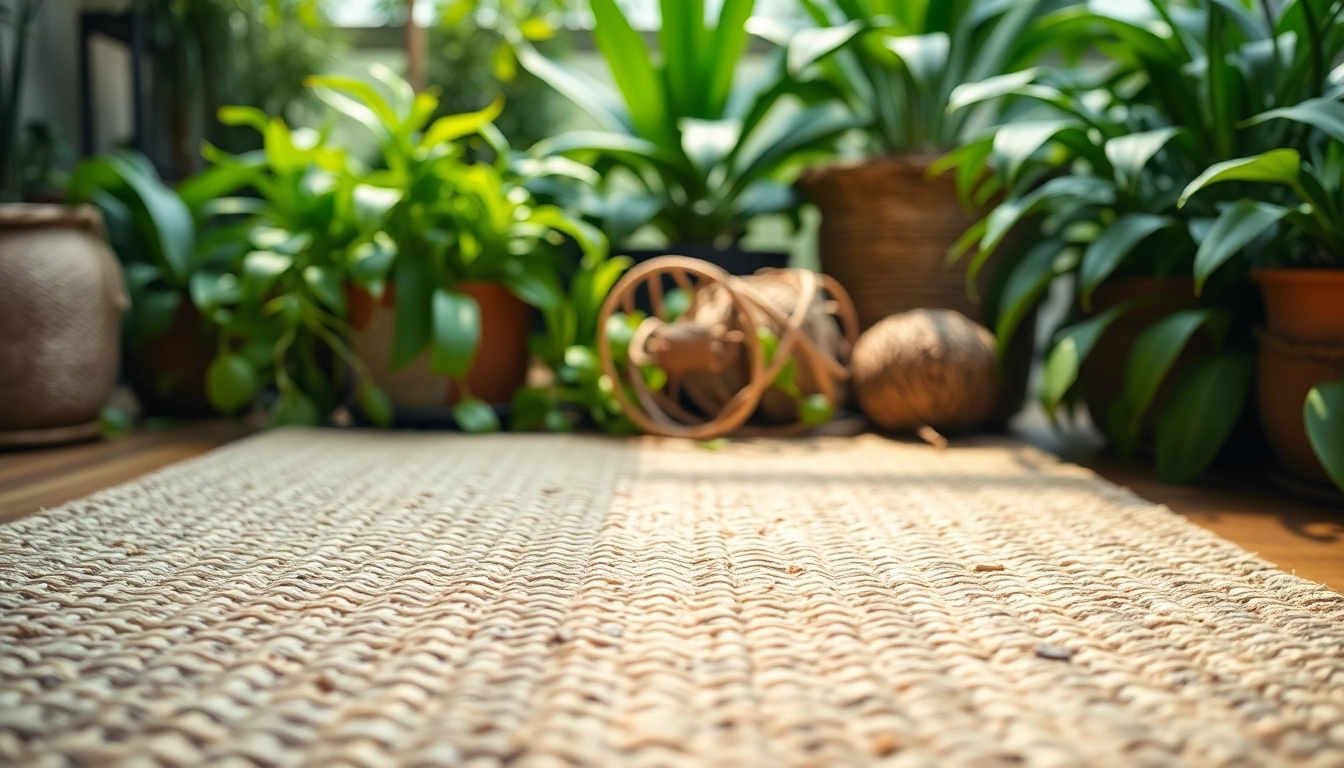 Die Hanfmatte zeigt die natürliche Textur und Umweltfreundlichkeit in einem entspannten Raum.