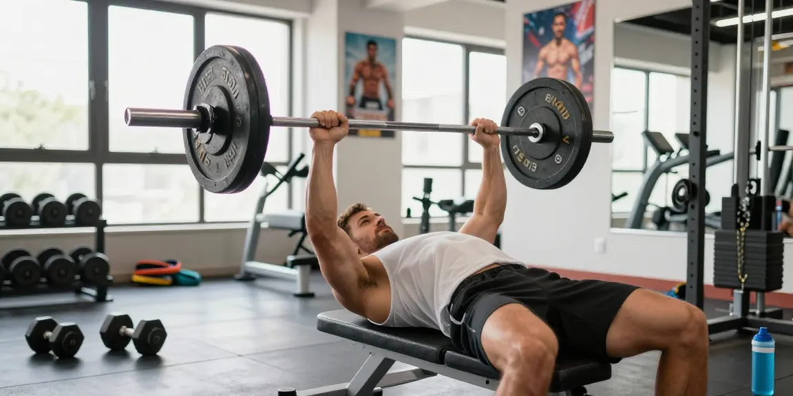 Kraftsportler hebt Gewichte im Steroidshop Fitnessstudio und zeigt Stärke und Entschlossenheit.