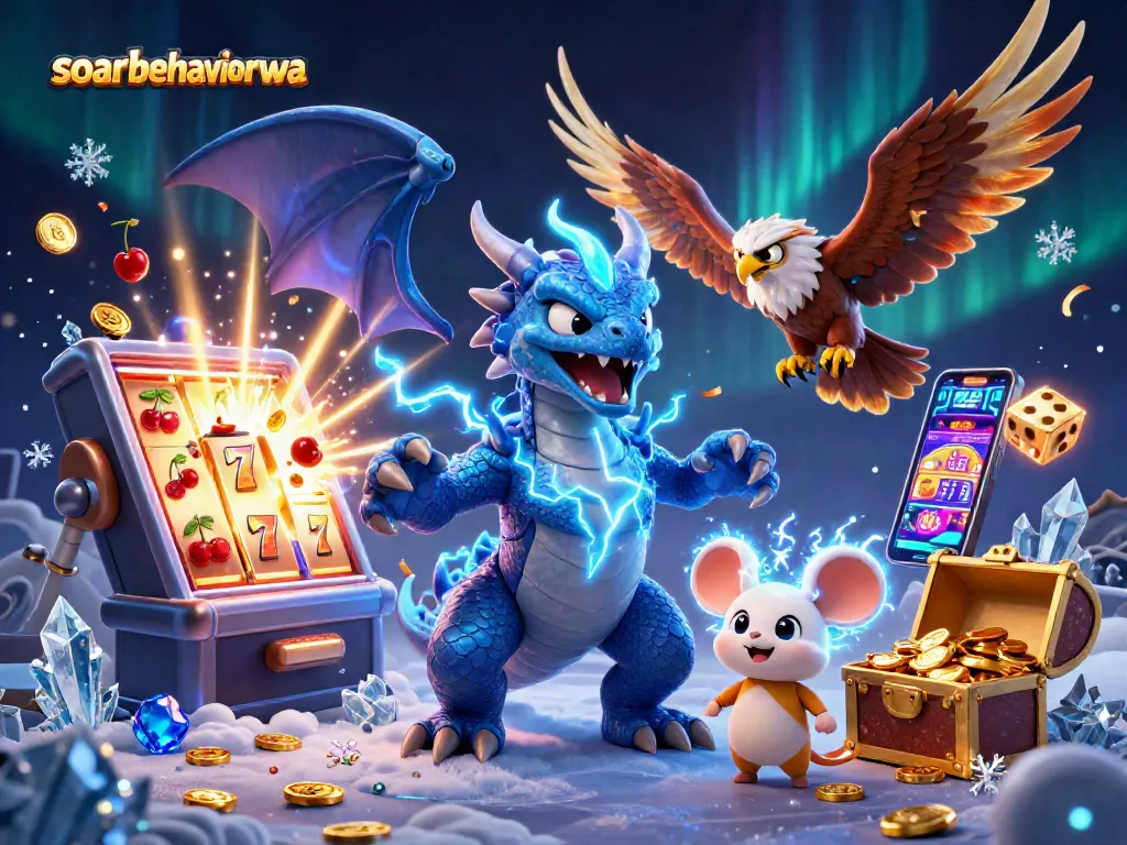 Experience thrilling wins with soarbehaviorwa's energized 3D casino adventure illustration.
