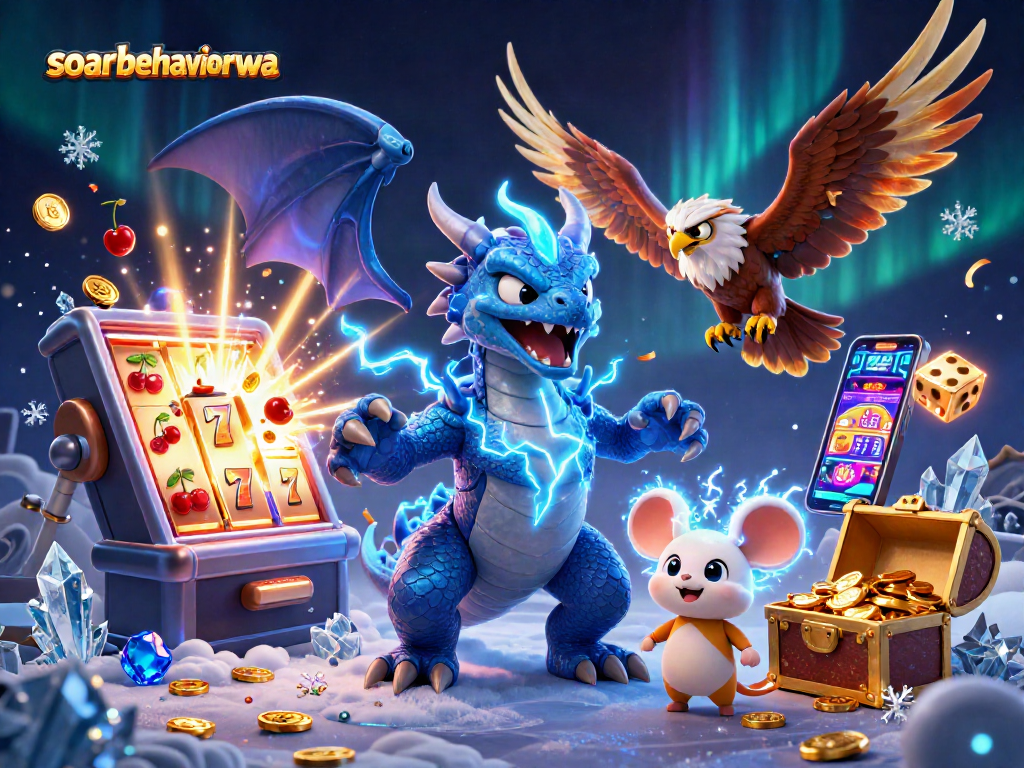 Experience thrilling wins with soarbehaviorwa's energized 3D casino adventure illustration.