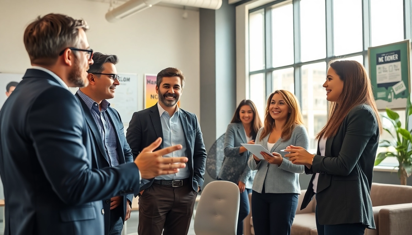 Headhunter Ingenieure collaborating in a vibrant office environment with dynamic discussions.