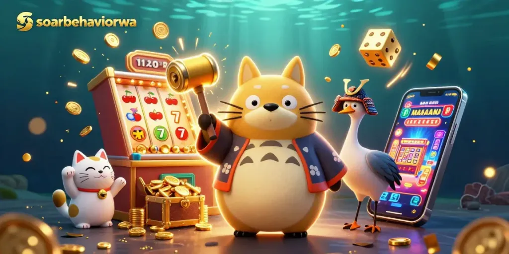Experience gaming excitement with soarbehaviorwa in a vibrant 3D casino scene filled with wins.