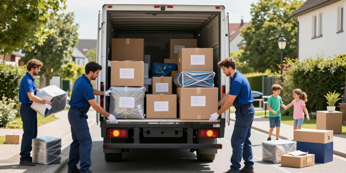 Professionelles Umzugsunternehmen Bruchsal packt sorgfältig Umzugsgut in ein Umzugsfahrzeug.