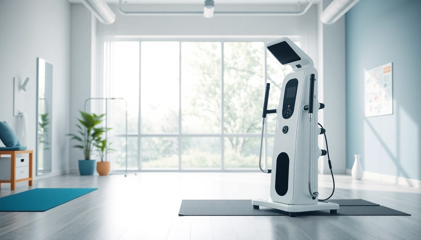 Die deus medical Rehabilitationseinheit in einem hellen, professionellen Therapieraum für Athleten.