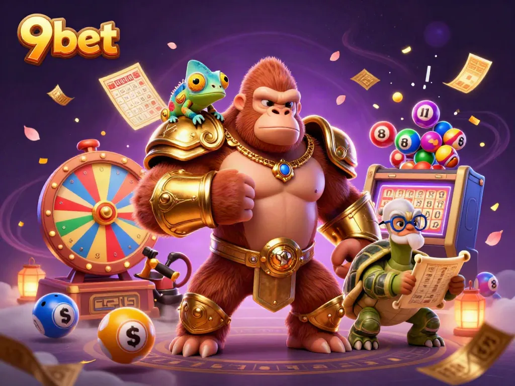 Experience the thrilling excitement of 9bet with vibrant casino elements all around.