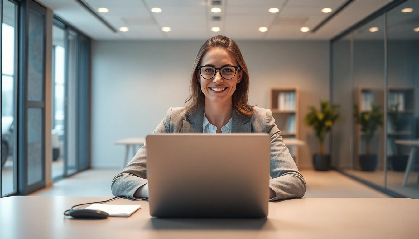 Führungskraft mit Direktvermittlung Fähigkeiten in modernem Büro-Setting zeigt Professionalität.