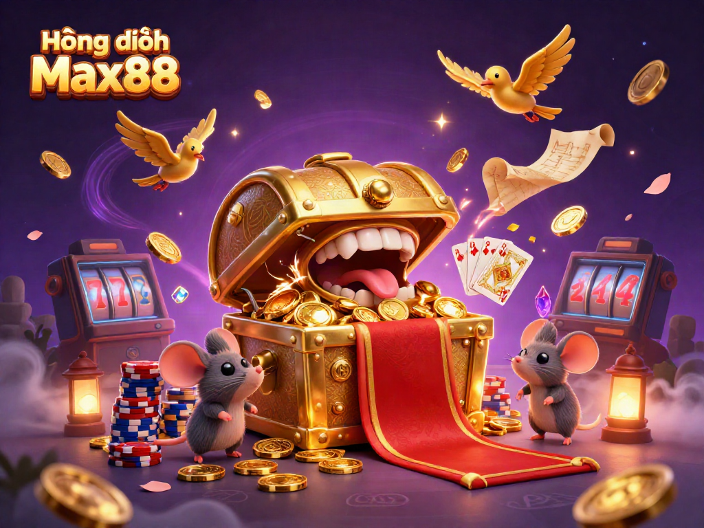 Engage in thrilling gaming with Hướng dẫn Max88, showcasing vibrant casino elements and exciting rewards.