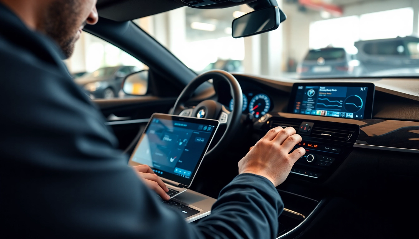 BMW Codierer arbeitet präzise an der Software eines BMW Fahrzeugs.