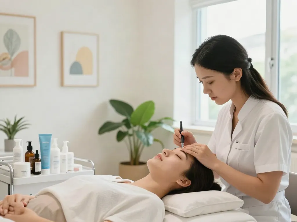 Effektive Behandlung zum Augenringe entfernen in einem modernen Beautysalon.