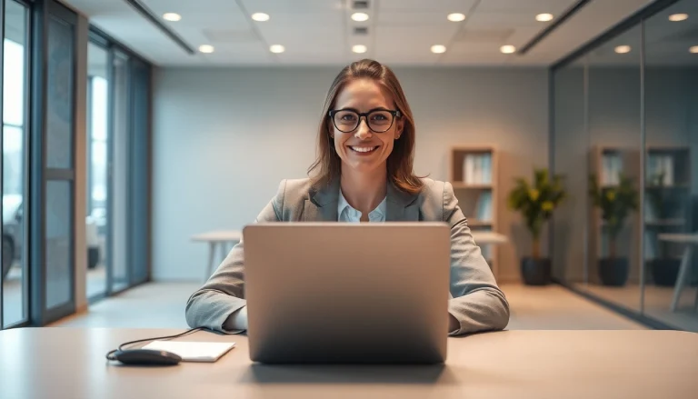 Führungskraft mit Direktvermittlung Fähigkeiten in modernem Büro-Setting zeigt Professionalität.
