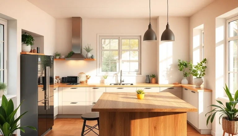 Modernisierte Wohnküche nach einer Hausrenovierung mit nachhaltigen Materialien und einladendem Design.