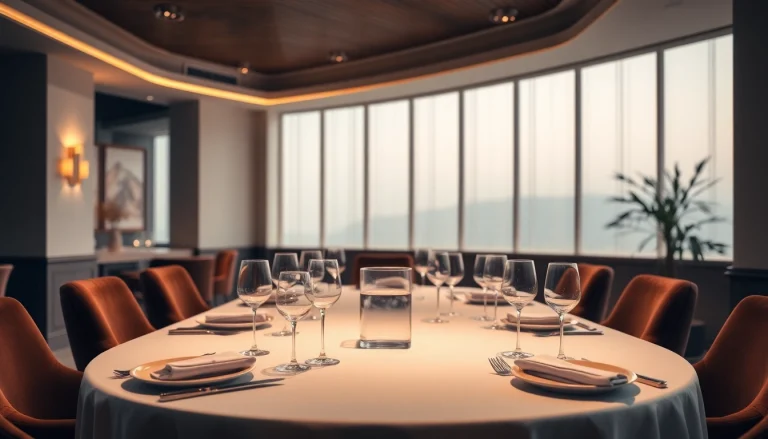 Experience luxury dining with a refined table setting showcasing exquisite tableware and warm atmosphere.