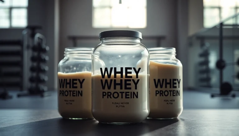 Das beste Whey Protein in einem Glaskrug schütten, angereichert mit Nährstoffen und energiegeladenen Zutaten.