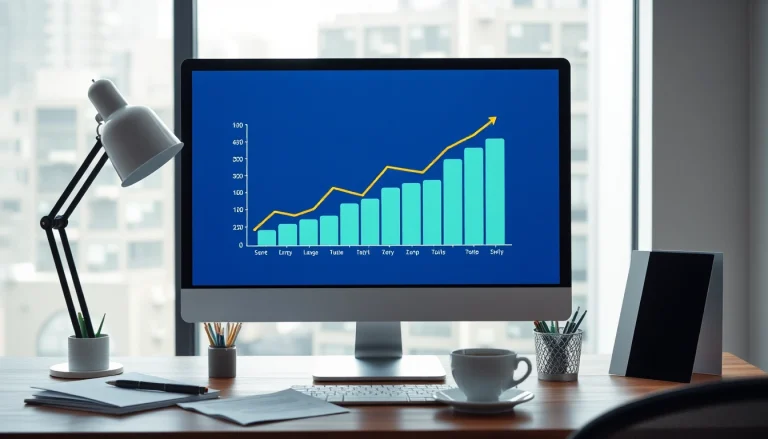 Visualisieren Sie den Anstieg des SEO-Rankings in einer modernen Büroumgebung mit einem Diagramm.