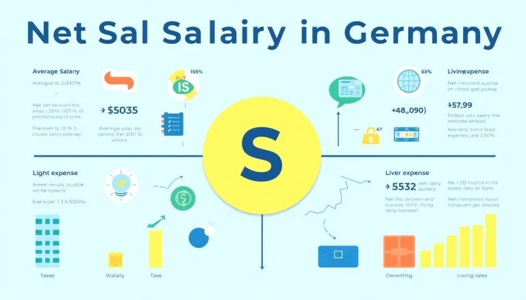 Discover the essential breakdown of net salary in Germany, showcasing key statistics and tax details.