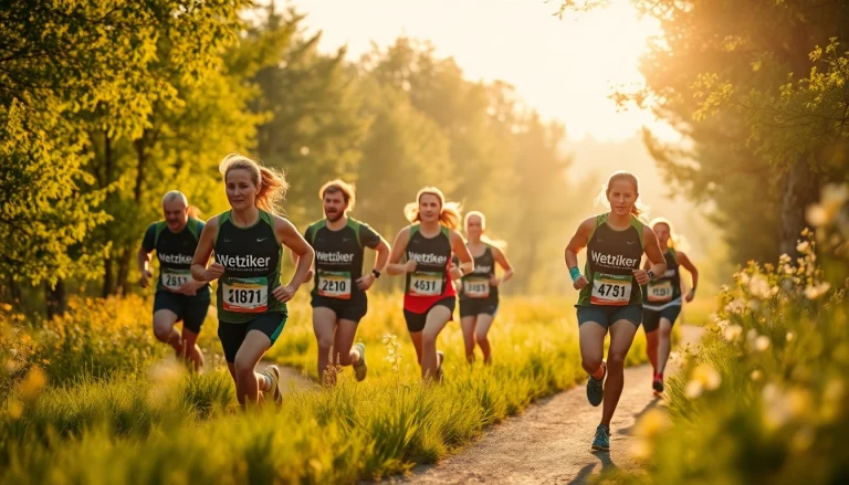 Teilnehmer der Wetziker OL Challenge sprinten durch eine malerische Landschaft.