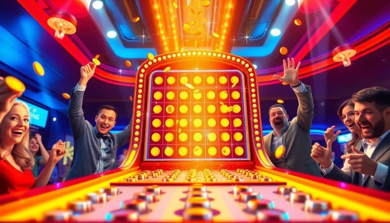 Experience the thrill of the plinko game as players eagerly drop chips into the colorful board.