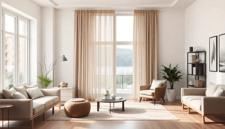 Wabenplissee als stilvollen Sonnenschutz in einem modernen Wohnzimmer.