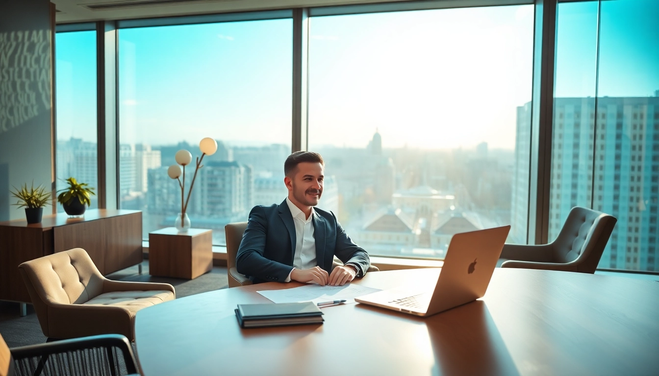 Professional Headhunter München berät Kunden in modernem Büro mit elegantem Design.