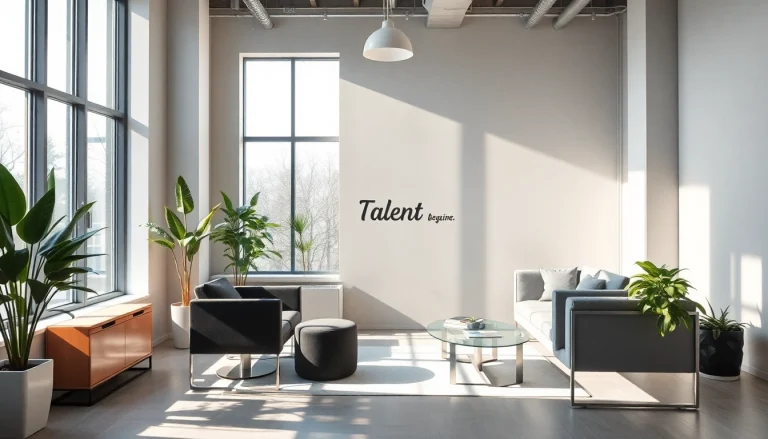 Professioneller Büroraum für Personalvermittlung mit modernen Möbeln und einladender Atmosphäre.