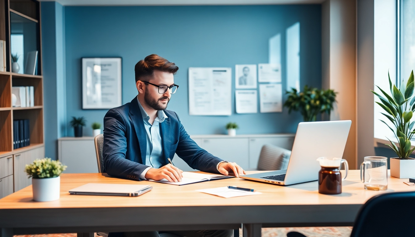 Headhunter IT überprüft Bewerberprofile in einem modernen Büro.
