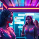 Engage with captivating AI chat porn characters in a futuristic digital chat interface.