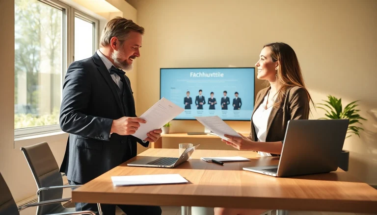 Headhunter Gastronomie berät eine Bewerberin in einem modernen Büro mit Grafiken und Lebensläufen.