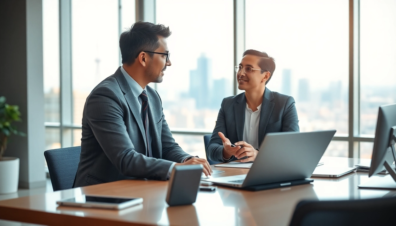 Headhunter Schweiz führt ein professionelles Interview in modernem Büro.