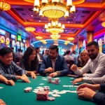 Az online casino izgalma egy pókertáblánál, ahol a játékosok élvezik a játékot.
