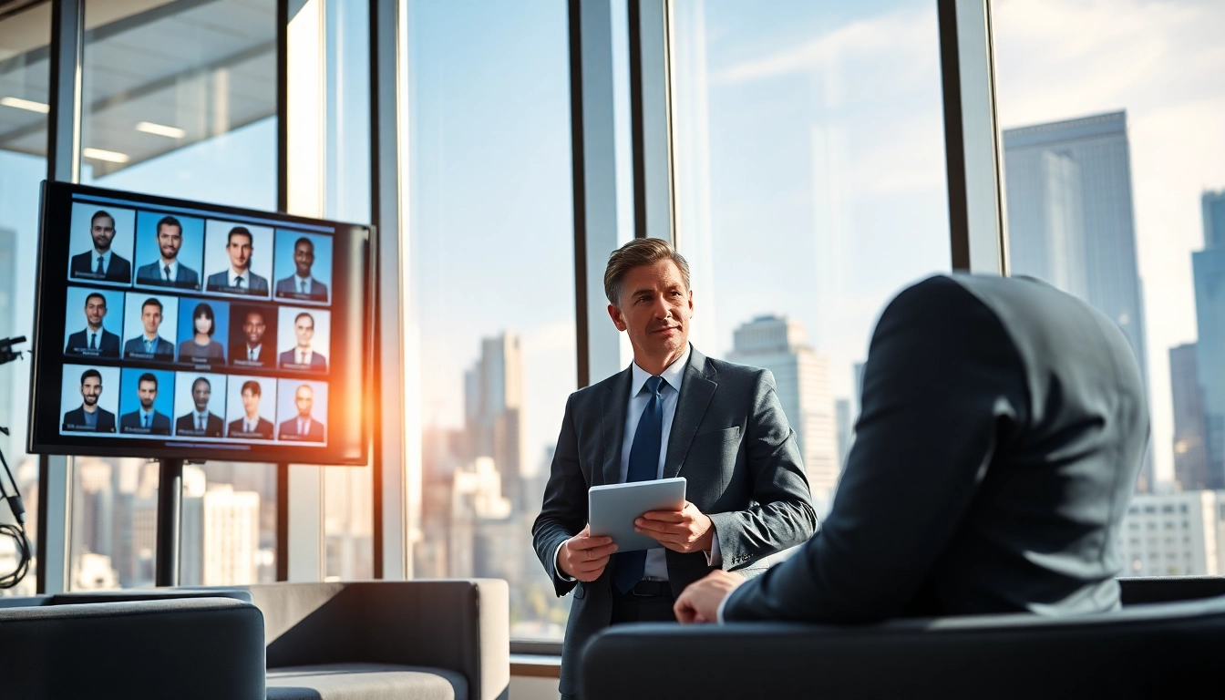 Headhunter Schweiz bietet Berufstätigen Karriereberatung im modernen Büro an.