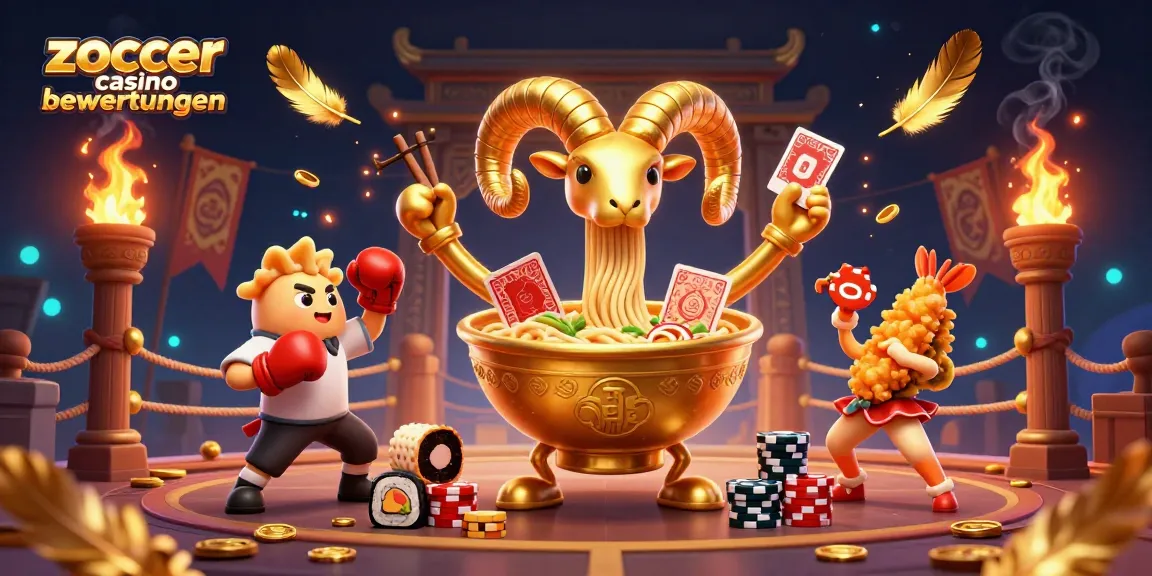Experience thrilling gameplay at Zoccer Casino Bewertungen as our giant ramen bowl deals cards amidst an action-packed backdrop.