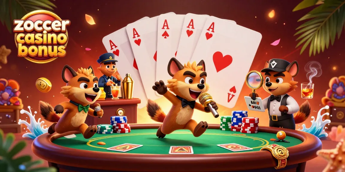 Experience the excitement of Zoccer Casino Bonus with vibrant hyenas in a dynamic casino scene!